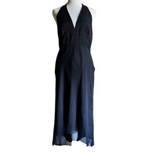 LAUNDRY Shelli Segal | Y2K Vintage Black Halter Hi-low Silk Chiffon Dress  Sz 8